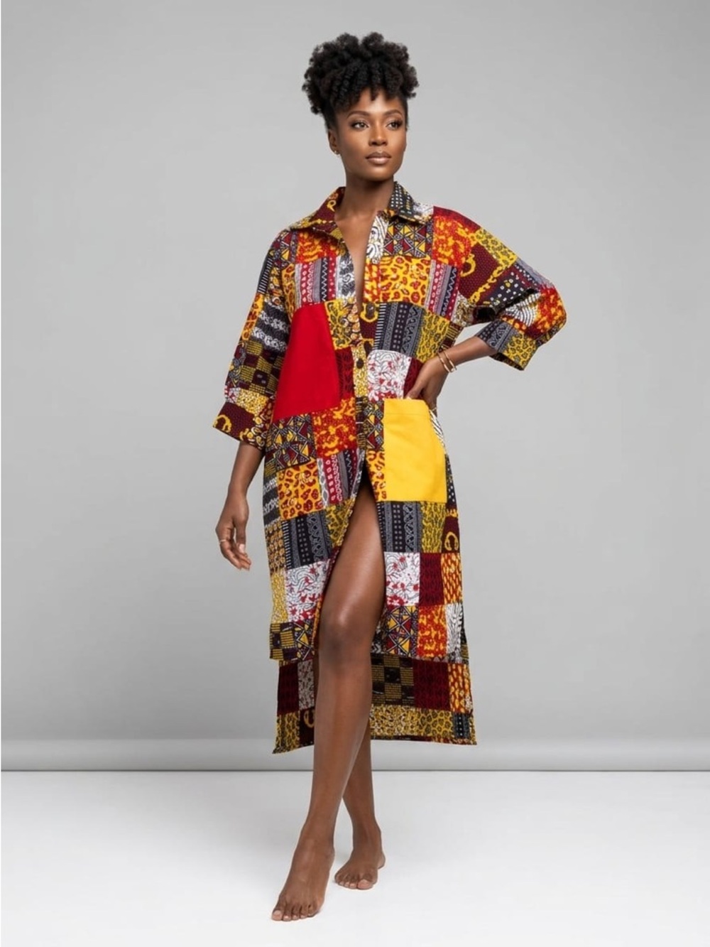 Colorful Patchwork High/low African dress